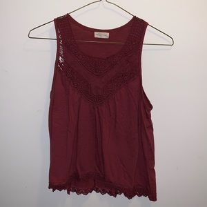 Red Detailed Tank-top